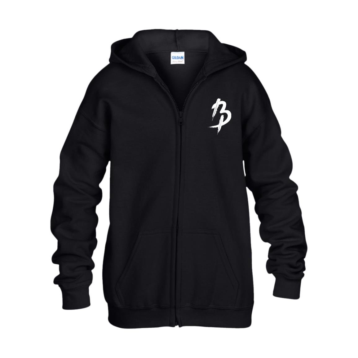 Creators Game & Pryde Athletics Youth Hoodie - Indigenous Athletics & Wellness, black, front view.