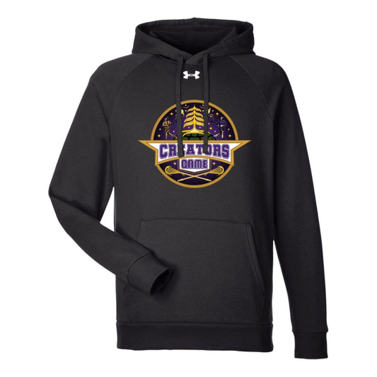 Creators Game UA Hoodie, ultra-soft cotton-blend fleece, ribbed cuffs, black, front pouch pocket.