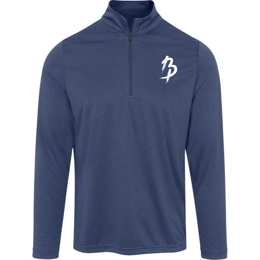 Pryde Athletic Quarter Zip Sweatshirt, blue, moisture-wicking, heather interlock fabric, men's sportswear.