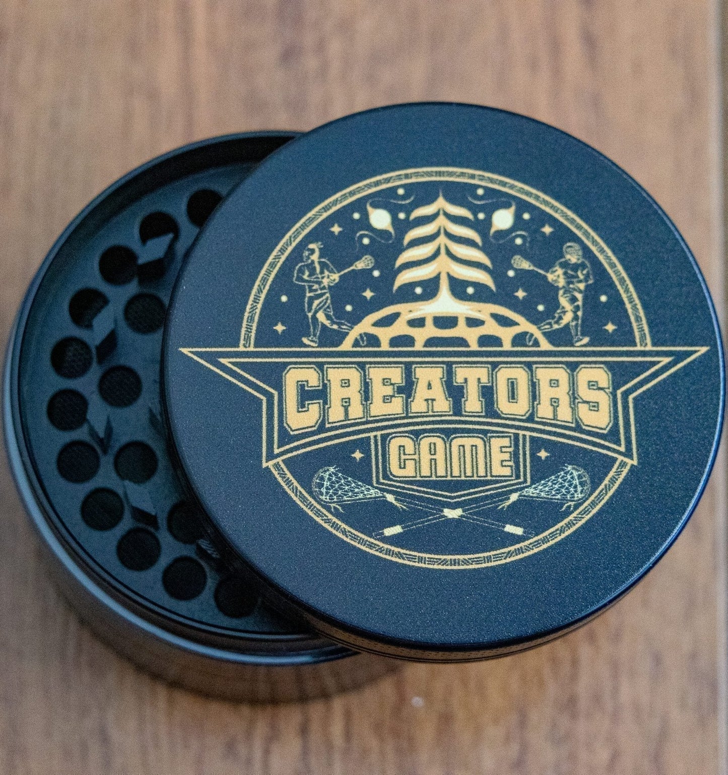 black and gold tobacco crusher 